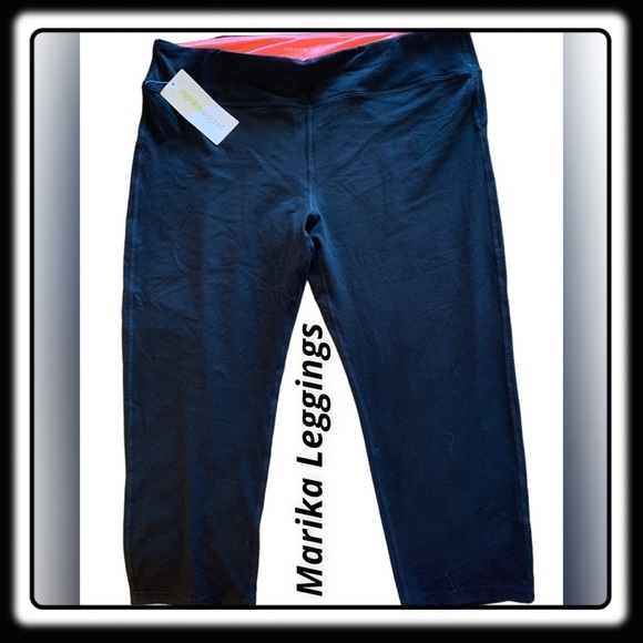 NWT Marika Sport leggings. Black with internal orange waistband XL - Picture 1 of 3